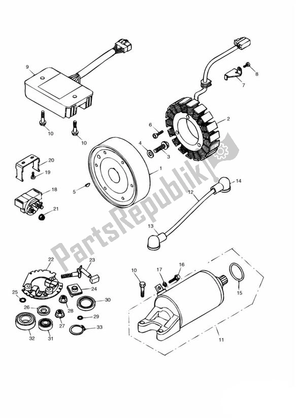 Alle onderdelen voor de Alternator/starter 171121 > van de Triumph TT 600 2000 - 2003