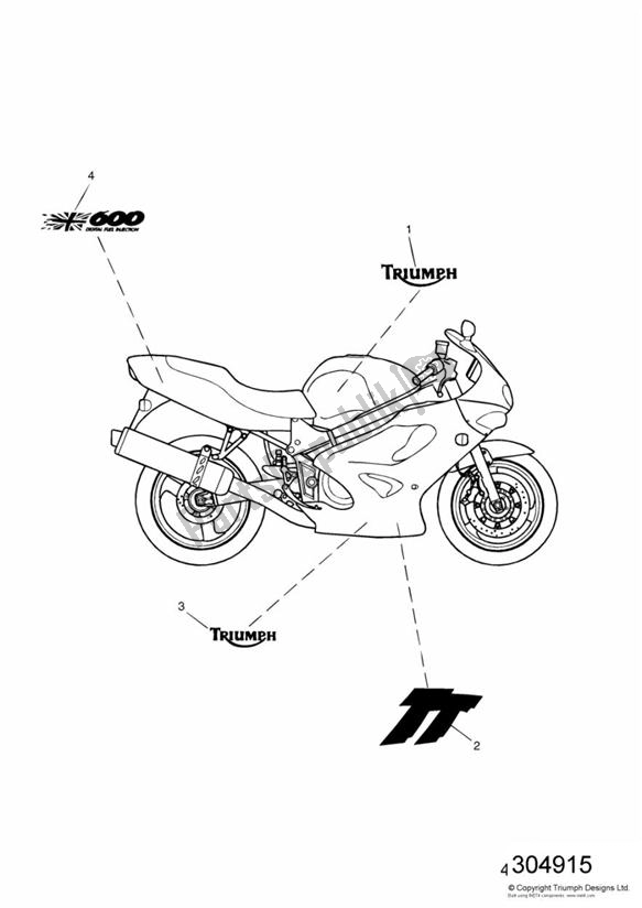 Todas as partes de Bodywork - Decals 115674 > do Triumph TT 600 2000 - 2003