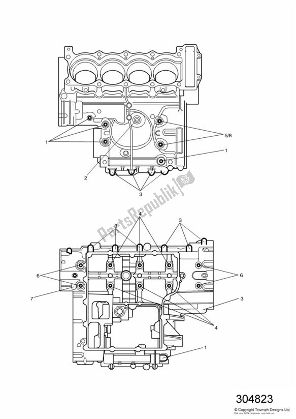 All parts for the Crankcase Fixings of the Triumph TT 600 2000 - 2003