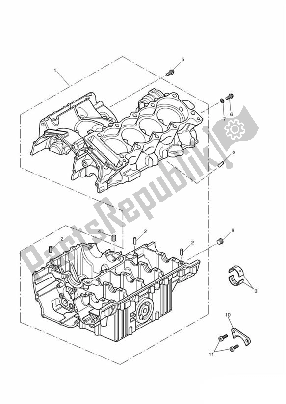 All parts for the Crankcase of the Triumph TT 600 2000 - 2003