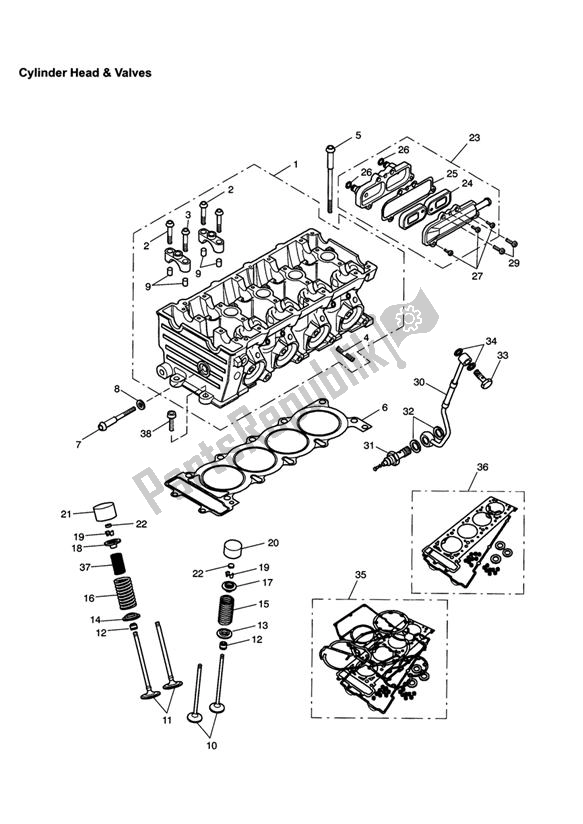 Alle onderdelen voor de Cilinderkop En Kleppen van de Triumph TT 600 2000 - 2003