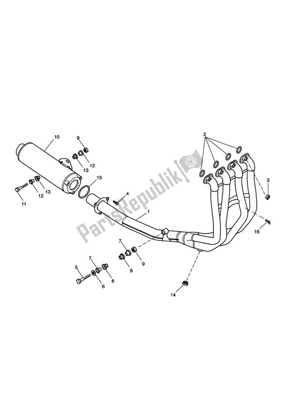 Alle onderdelen voor de Uitlaatsysteem van de Triumph TT 600 2000 - 2003