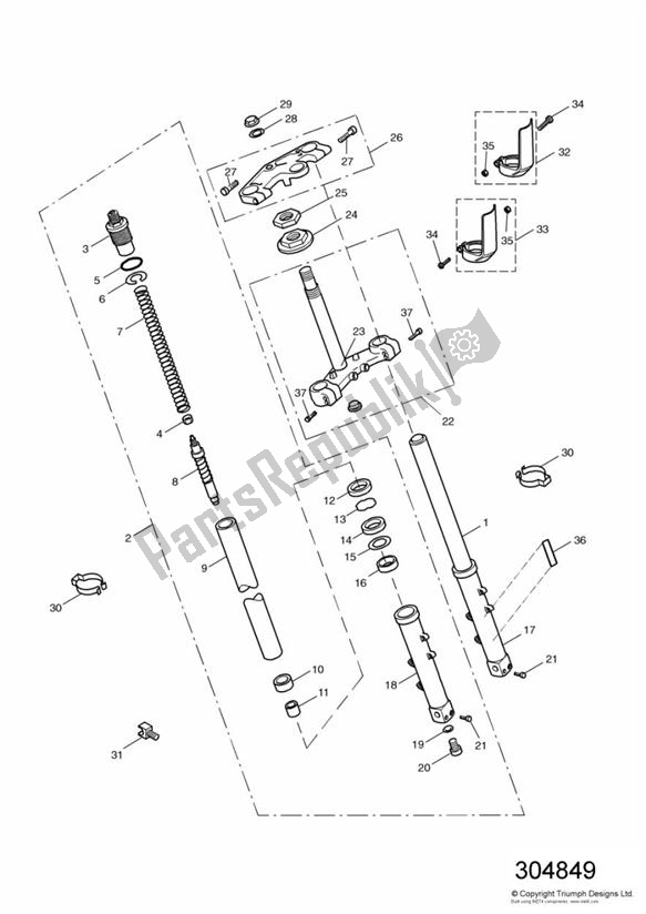 All parts for the Front Forks And Yokes of the Triumph TT 600 2000 - 2003