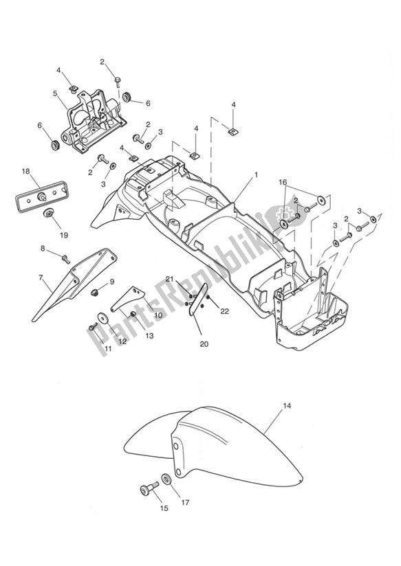 Toutes les pièces pour le Garde-boue du Triumph TT 600 2000 - 2003