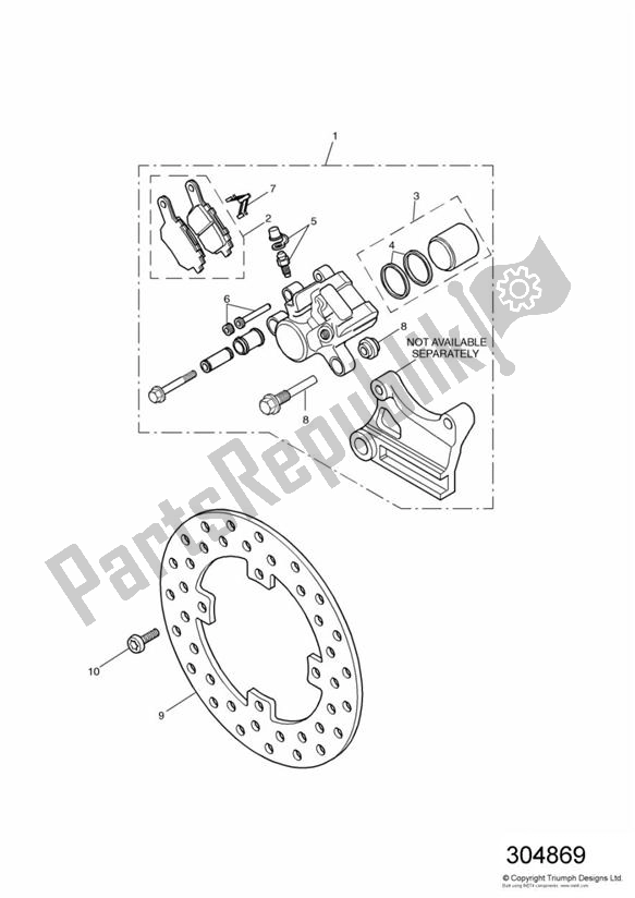 Tutte le parti per il Rear Brake Disc And Caliper del Triumph TT 600 2000 - 2003