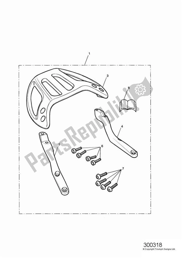 Alle onderdelen voor de Top Rack Kit van de Triumph TT 600 2000 - 2003