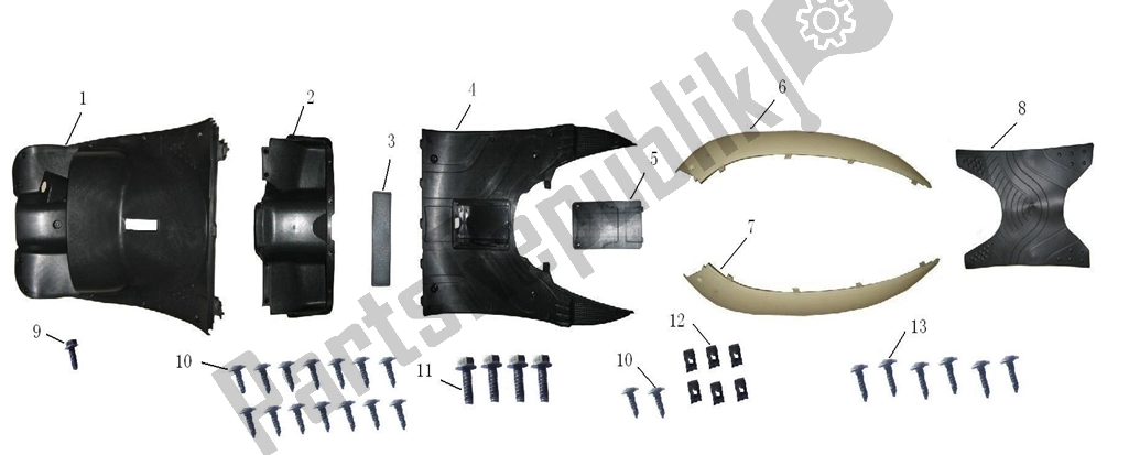 Alle onderdelen voor de Treeplank - Beenschild van de Turbho CX 50 2000 - 2010