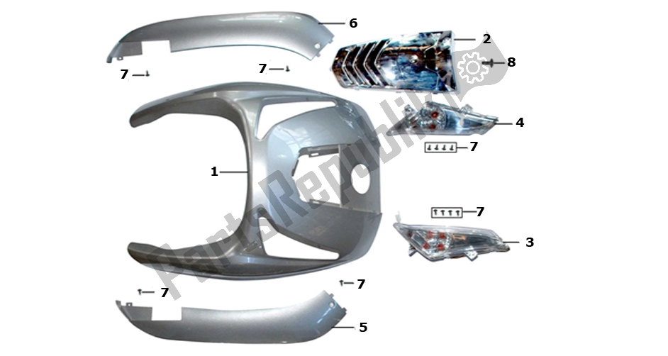 Alle onderdelen voor de Voorscherm van de Turbho Elegance Razzo 50 2000 - 2010