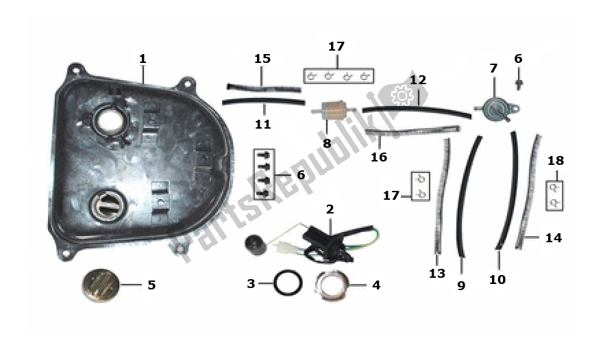 Alle onderdelen voor de Benzinetank van de Turbho Elegance Razzo 50 2000 - 2010