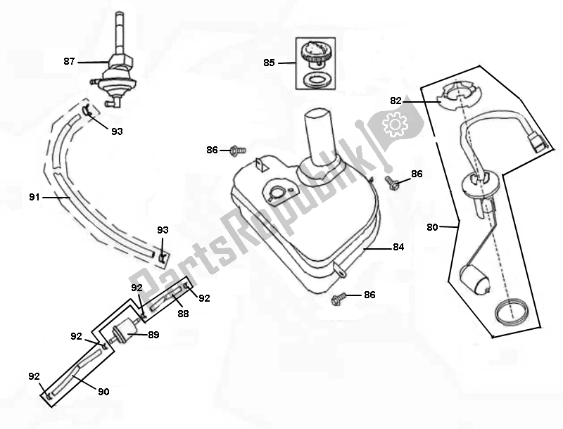 Alle onderdelen voor de Benzinetank van de Turbho RG 50 2000 - 2010