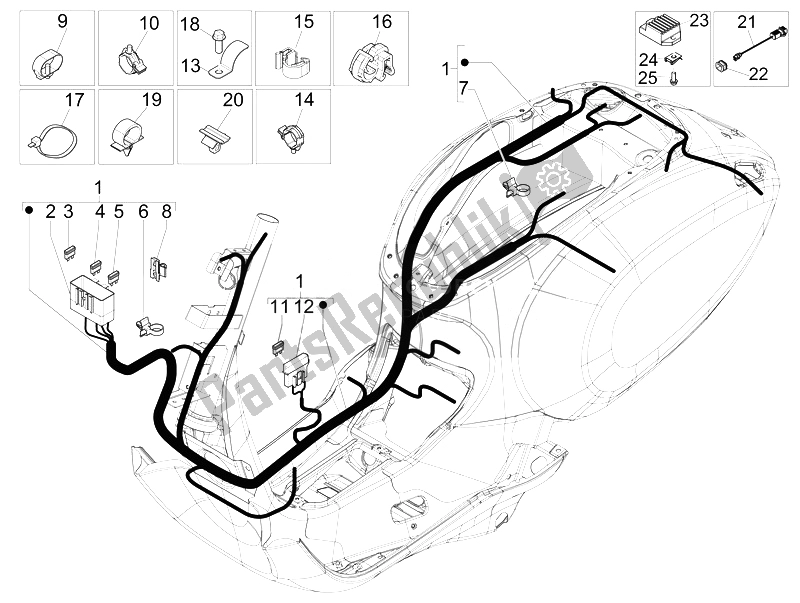Todas as partes de Chicote De Cabos Principal do Vespa Vespa Primavera 50 4T 4V EU 2014