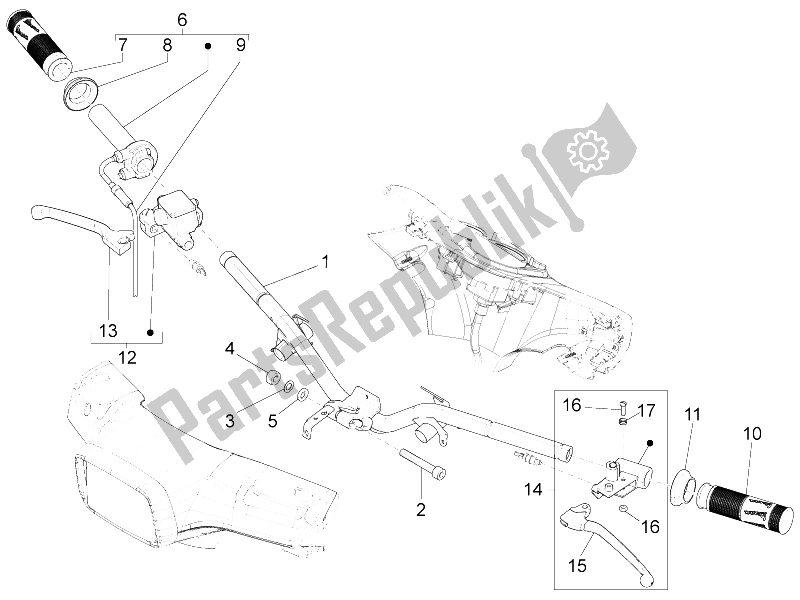 Todas las partes para Manillar - Master Cil. De Vespa S 125 4T 3V E3 IE Vietnam 2012