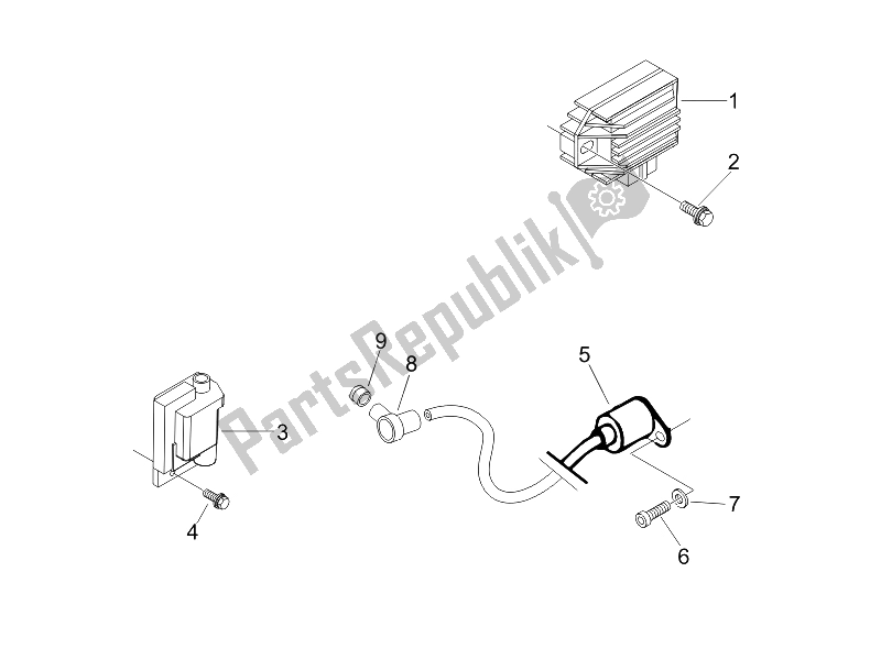 Todas as partes de Reguladores De Tensão - Unidades De Controle Eletrônico (ecu) - H. T. Bobina do Vespa LX 150 4T USA 2009