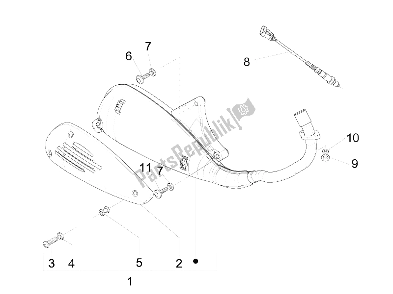 All parts for the Silencer of the Vespa LX 125 4T IE E3 Vietnam 2011