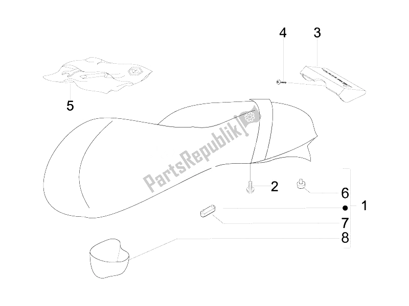 Alle onderdelen voor de Zadel / Stoelen van de Vespa GTS 300 IE Super Sport 2010