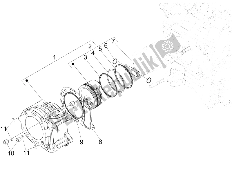 Tutte le parti per il Unità Perno Cilindro Pistone-polso del Vespa GTS 300 IE Super USA 2009