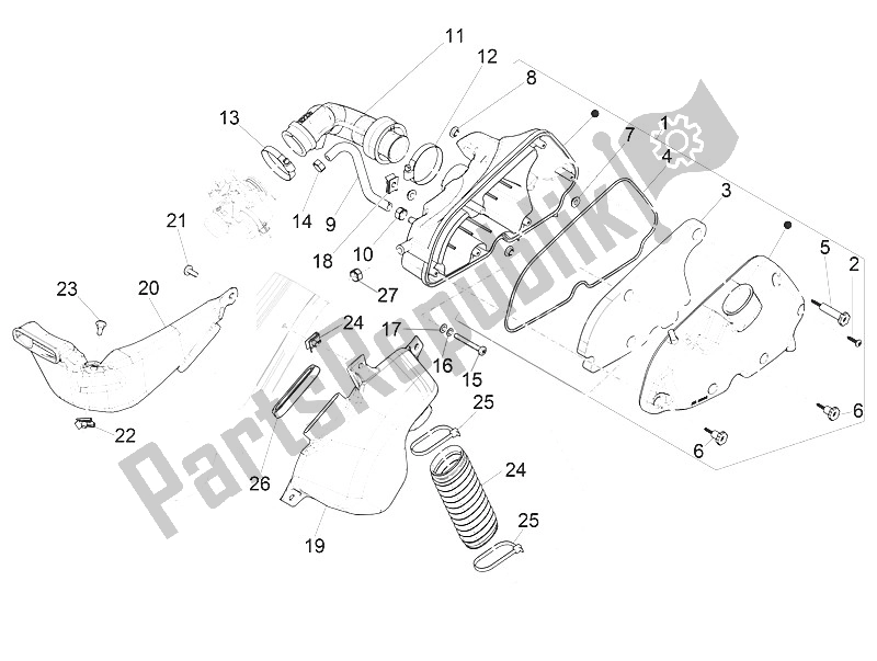 All parts for the Air Filter of the Vespa Vespa Primavera 150 4T 3V Iget Asia 2016