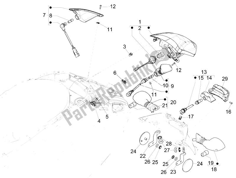 Todas las partes para Faros Traseros - Luces Intermitentes de Vespa 150 Sprint 4T 3V IE USA 2014