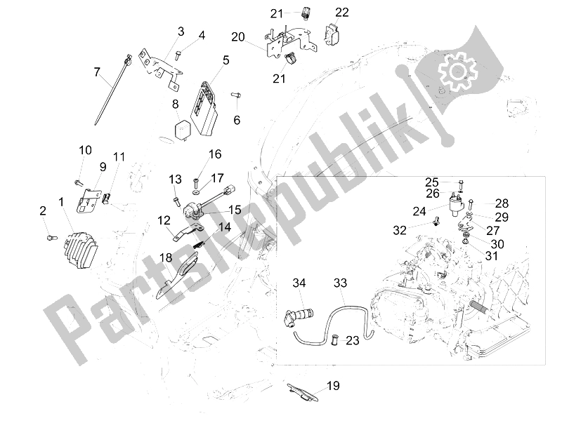 All parts for the Voltage Regulators - Electronic Control Units (ecu) - H. T. Coil of the Vespa 150 Sprint 4T 3V IE 2015