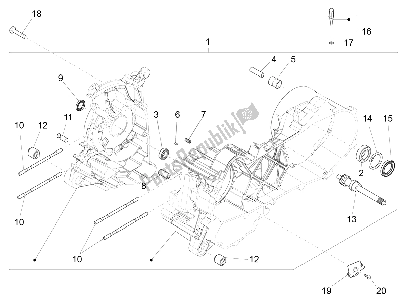 Toutes les pièces pour le Carter du Vespa 50 4T 2V 52 KMH B NL 2014