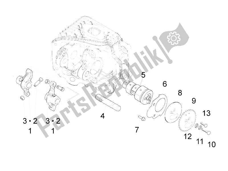 Todas las partes para Unidad De Soporte De Palancas Oscilantes de Vespa S 125 4T 2V E3 Taiwan 2011