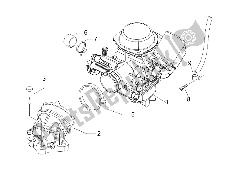 All parts for the Carburettor, Assembly - Union Pipe of the Vespa Granturismo 200 L USA 2006