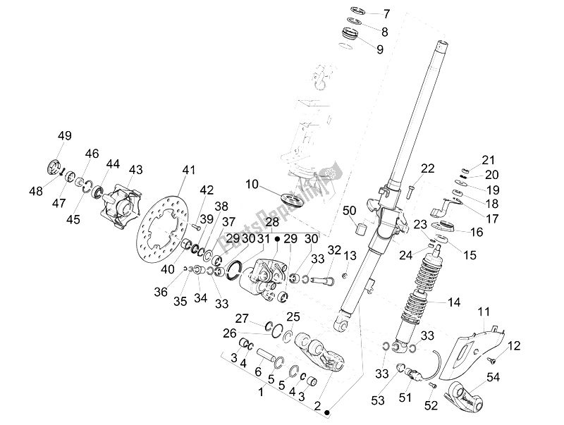 Tutte le parti per il Forcella / Tubo Sterzo - Unità Cuscinetto Sterzo del Vespa Vespa Primavera 50 4T 4V EU 2014