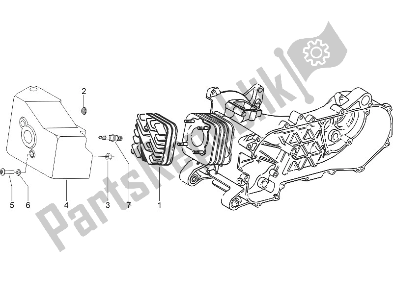 All parts for the Cylinder Head Cover of the Vespa LXV 50 2T CH 2006