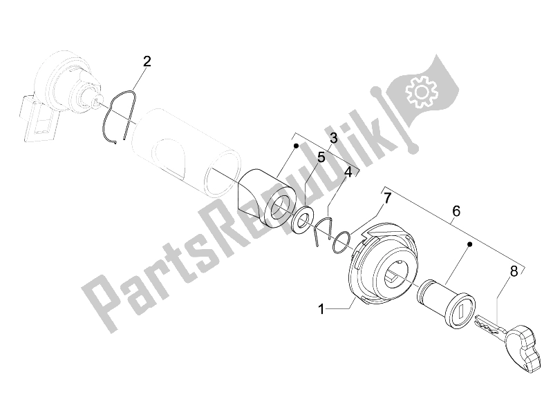 Toutes les pièces pour le Serrures du Vespa S 50 4T 2V 25 KMH NL 2010