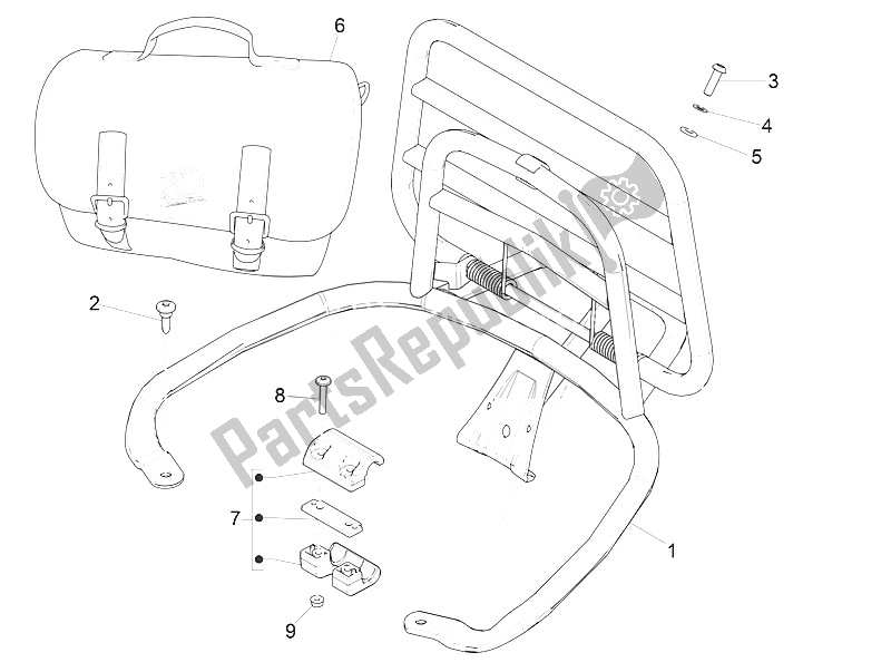 All parts for the Rear Luggage Rack of the Vespa Vespa Primavera 150 4T 3V Iget Asia 2016