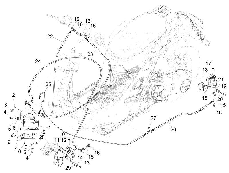 Todas las partes para Frenos Tubos - Pinzas (abs) de Vespa GTS 300 IE ABS USA 2014