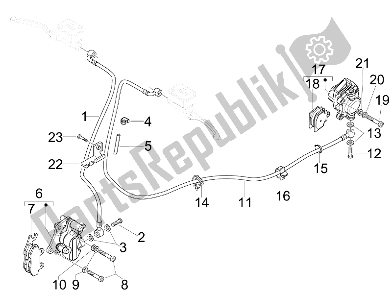 Wszystkie części do Przewody Hamulcowe - Zaciski Vespa GTV 250 IE USA 2007