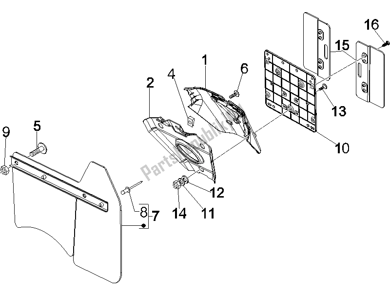 Todas las partes para Cubierta Trasera - Protector Contra Salpicaduras de Vespa GTV 125 4T E3 2006