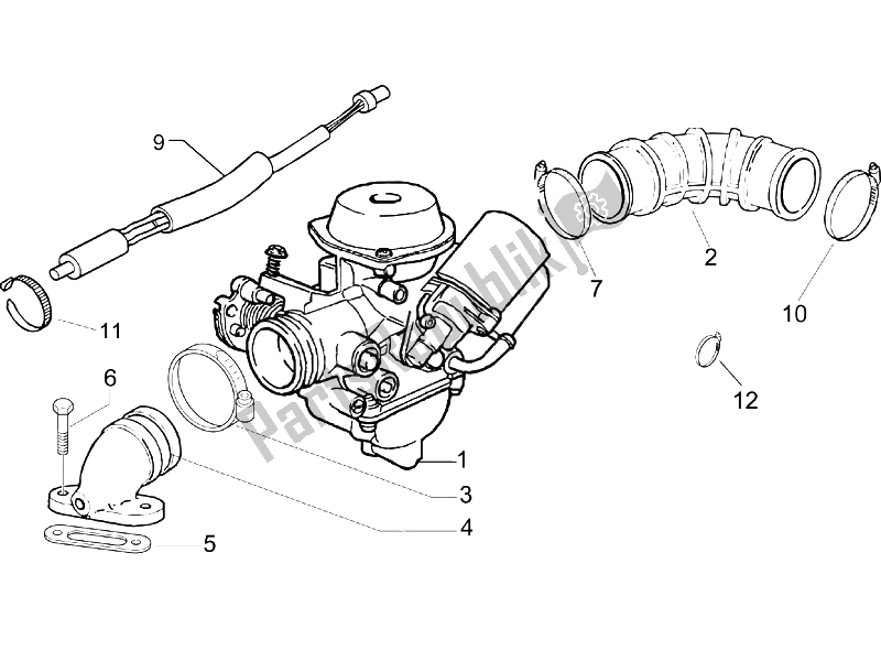 Toutes les pièces pour le Carburateur, Montage - Tuyau Union du Vespa LX 150 4T E3 2006