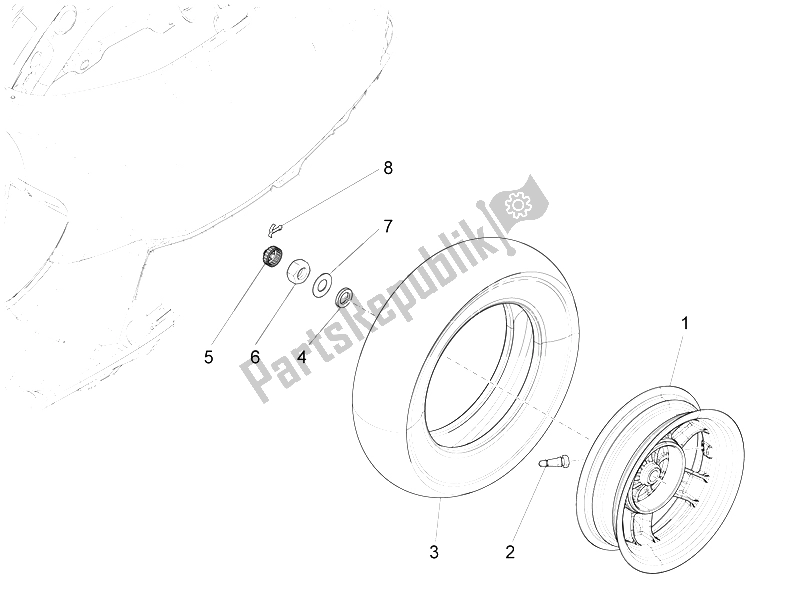 Toutes les pièces pour le Roue Arrière du Vespa LX 125 4T 3V IE Vietnam 2012