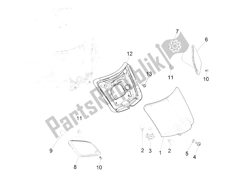 All parts for the Rear Headlamps - Turn Signal Lamps of the Vespa Vespa GTS 125 4T E4 ABS EU 2016