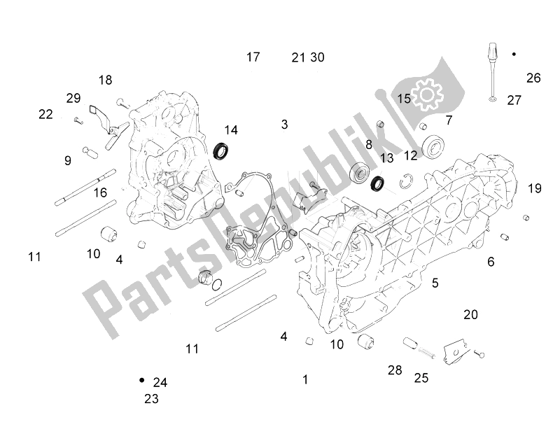 Todas las partes para Caja Del Cigüeñal de Vespa LX 150 4T IE E3 Vietnam 2011