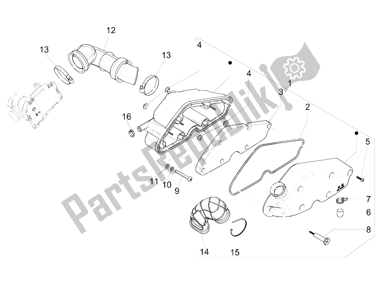 Tutte le parti per il Filtro Dell'aria del Vespa 946 150 4T 3V ABS Armani USA 2015