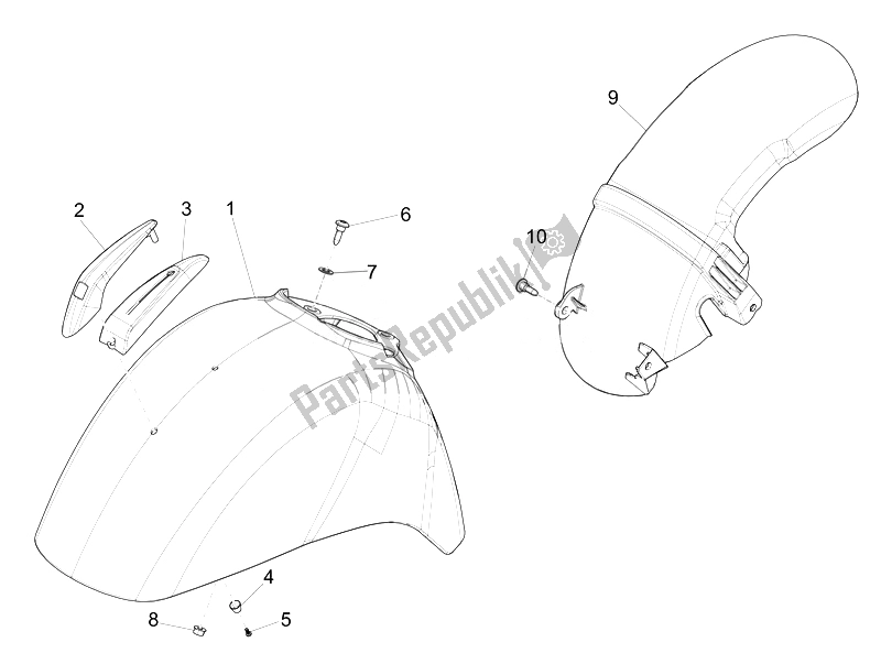 Tutte le parti per il Passaruota - Parafango del Vespa Vespa GTS 125 4T 3V IE Super Asia 2014