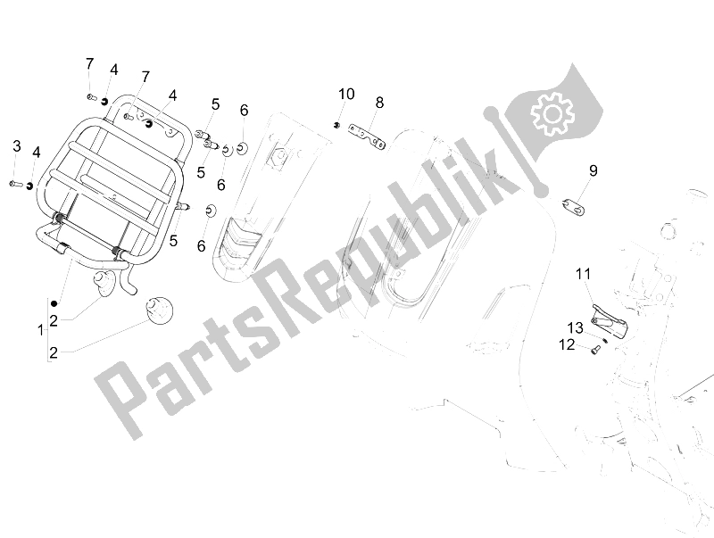 Todas las partes para Portaequipajes Delantero de Vespa GTS 300 IE 2012