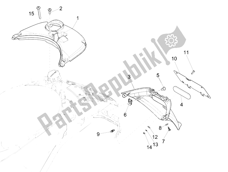 Alle onderdelen voor de Achterklep - Spatscherm van de Vespa Primavera 50 4T 4V USA Canada 2014