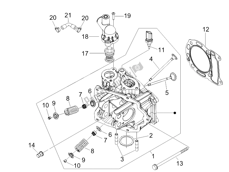 Toutes les pièces pour le Unité De Tête - Valve du Vespa GTV 125 4T E3 UK 2006