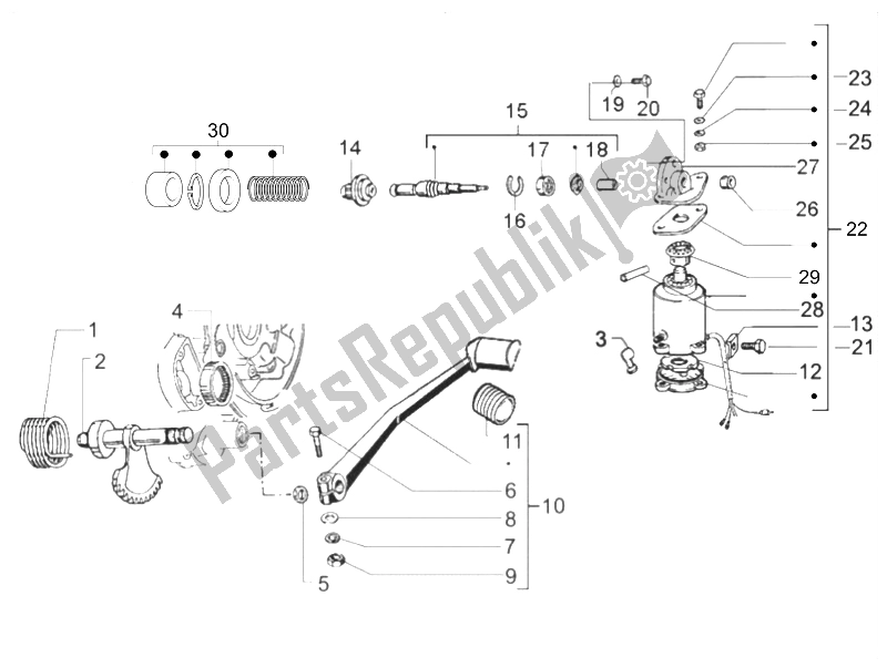 Alle onderdelen voor de Stater - Elektrische Starter van de Vespa Vespa PX 150 EU Asia 2011