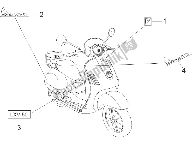 Todas las partes para Placas - Emblemas de Vespa LXV 50 2T CH 2006