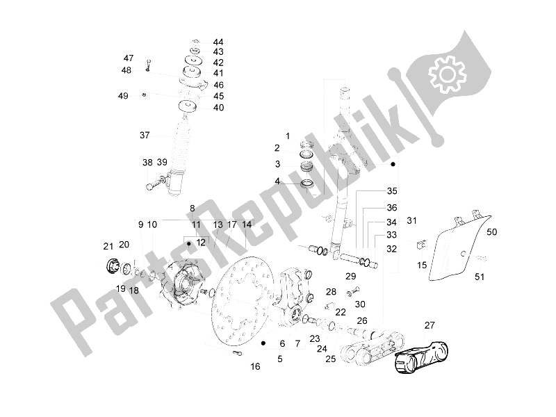 All parts for the Fork/steering Tube - Steering Bearing Unit of the Vespa S 125 4T 2V E3 Taiwan 2011