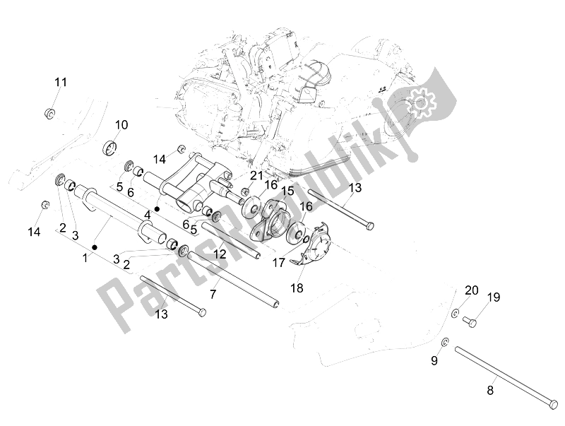 Toutes les pièces pour le Bras Oscillant du Vespa 150 4T 3V IE Primavera USA 2014