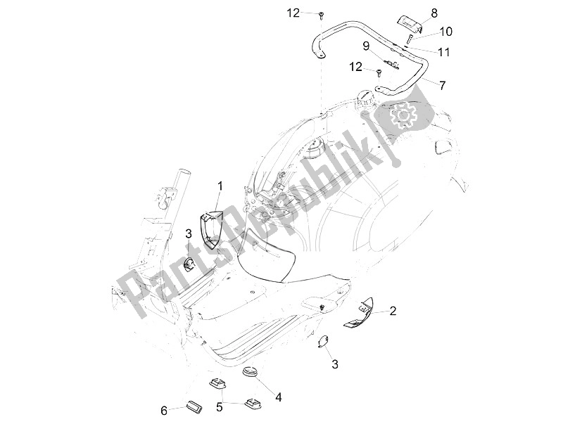 Alle onderdelen voor de Zijdeksel - Spoiler van de Vespa Vespa Sprint Iget 125 4T 3V ABS EU 2016