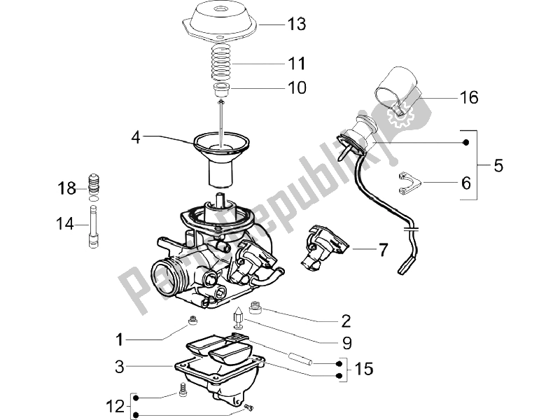 Todas las partes para Componentes Del Carburador de Vespa LX 125 4T E3 Vietnam 2009