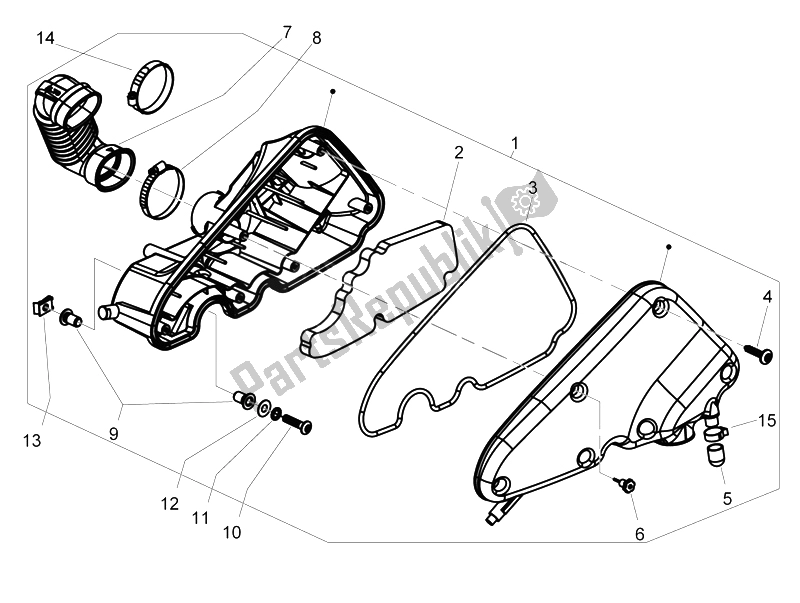 Toutes les pièces pour le Filtre à Air du Vespa LX 150 4T USA 2009