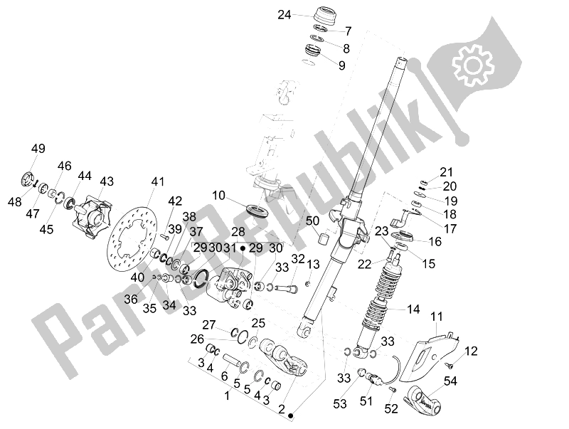 Toutes les pièces pour le Fourche / Tube De Direction - Palier De Direction du Vespa Sprint 125 4T 3V IE Vietnam 2014